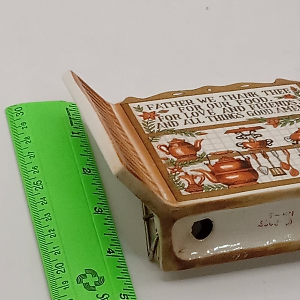 Vintage THANKFUL Ceramic Napkin Holder Kitchen Prayer Brown Thanksgiving Friends - Picture 12 of 14